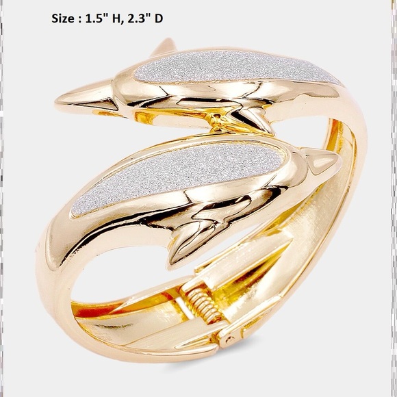 Jewelry - Statement Gold and Silver Dolphin Bracelet